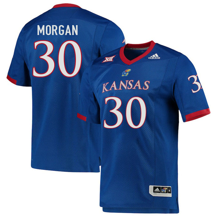 Men #30 Carson Morgan Kansas Jayhawks College Football Jerseys Stitched Sale-Royal